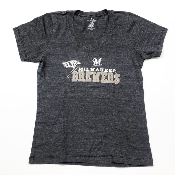 Milwaukee Brewers charcoal gray neck tshirt - Picture 1 of 4